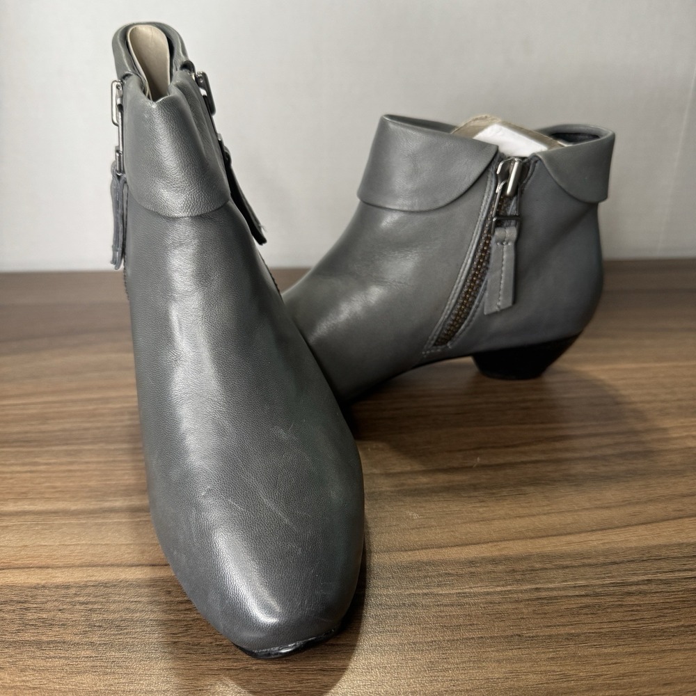 Josef Seibel Zip Up‎ Gray Ankle Flip Boots Booties Women's Size 37 EU/6-6.5 US